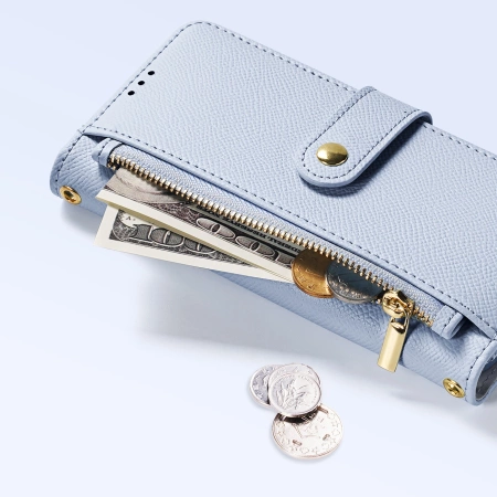 Dux Ducis Lawa iPhone 16e Lederhülle mit abnehmbarer magnetischer Brieftasche - Blau