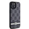 DKNY DKHCP14SPCPTSSK iPhone 14 / 15 / 13 6.1" czarny/black hardcase Leather Checkered Mono Pattern & Printed Stripes