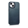 iCarer CE Oil Wax Premium Leather Folio Case skórzane etui iPhone 14 Plus z klapką magnetyczne MagSafe niebieski (AKI14220707-BU)