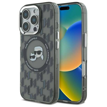 Karl Lagerfeld nakładka do iPhone 16 Pro 6,3&quot; KLHMP16LHMCKMHK czarna Hardcase IML Monogram Karl&Choupette Head MagSafe