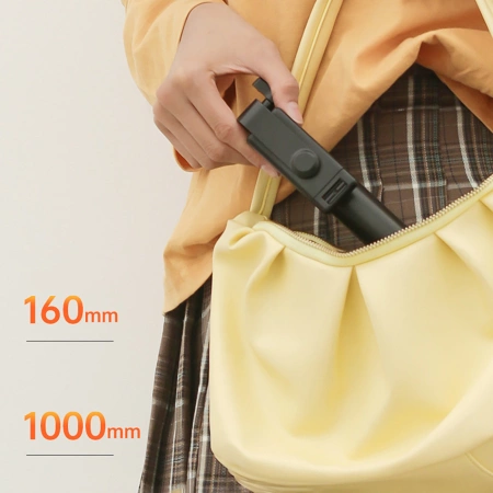 Selfie-Stick WHS1Y Teleskopstativ 1 m mit Telefonhalter – Schwarz