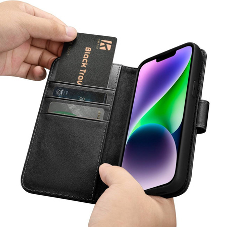 iCarer Wallet Case 2in1 Case iPhone 14 Plus Leather Flip Cover Anti-RFID Black (WMI14220727-BK)