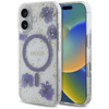 Oryginalne Etui IPHONE 16 Guess Hardcase Resin Flowers Glitter MagSafe fioletowe