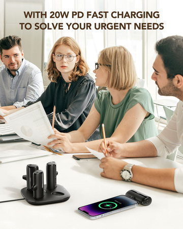 Bateria zewnętrzna (Powerbank) VEGER Pogo zestaw baterii 4 x 5000mAh LED czarny