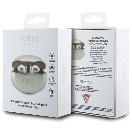 Guess słuchawki Bluetooth GUTWST50ED TWS + stacja dokująca złoty/gold Classic EST