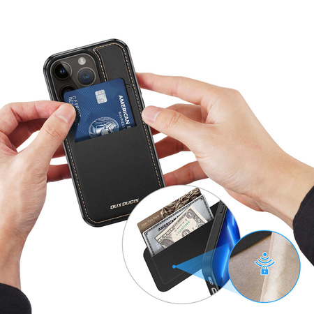 3-in-1-Hülle für iPhone 13 Pro mit MagSafe Wallet RFID-blockierender Ständer Dux Ducis Rafi Mag – Schwarz
