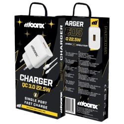 MOONX ładowarka sieciowa MC05 22,5W 1xUSB QC3.0 + kabel USB-C Biały