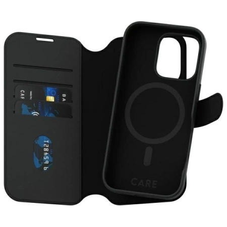 CARE by PanzerGlass Feature Tango 2in1 Wallet MagSafe Hülle für iPhone 16 Pro – Schwarz
