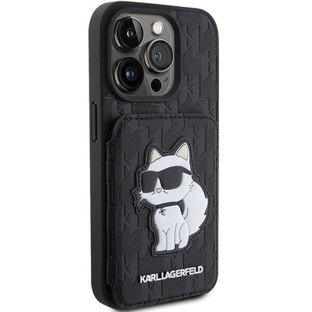 Karl Lagerfeld nakładka do iPhone 15 Pro Max 6,7&quot; KLHCP15XSAKCNSCK czarna hardcase Saffiano Cardslots and Stand Monogram Choupette
