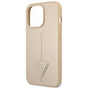 Original Handyhülle IPHONE 14 PRO MAX Guess Hardcase Saffianotriangle Logo (GUHCP14XPSATLE) beige