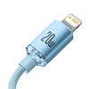 Baseus Crystal Shine Series kabel USB Typ C - Lightning szybkie ładowanie Power Delivery 20W 1,2m niebieski (CAJY001303)