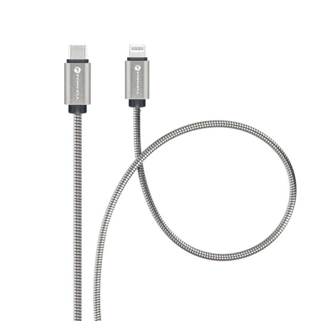 FORCELL kabel Typ C do iPhone Lightning 8-pin QC3.0 PD 27W Metal C238 1m srebrny