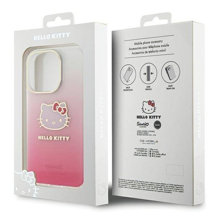 Hello Kitty IML Gradient Electrop Kitty Head Hülle für iPhone 15 Pro – Rosa