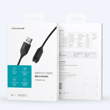 Nillkin Garmin watch cable(1 piece) Input: 5V-1A Material: TPE Length: 1m Black