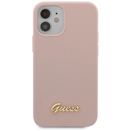 Guess Silicone Script - Etui iPhone 12 mini (różowy)