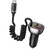 Ładowarka Samochodowa USAMS C37 1xUSB+1xUSB-C 60W + kabel USB-C 30W PD+QC Fast Charge czarny/black CC192CC01 (US-CC192)