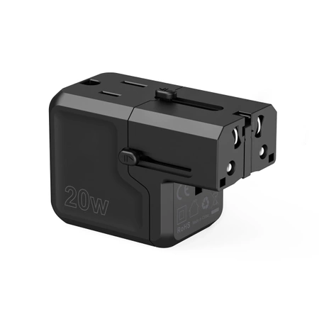 Choetech PD6038 USB-C USB-A PD 20W Reiseladegerät USA EU UK AU – Schwarz