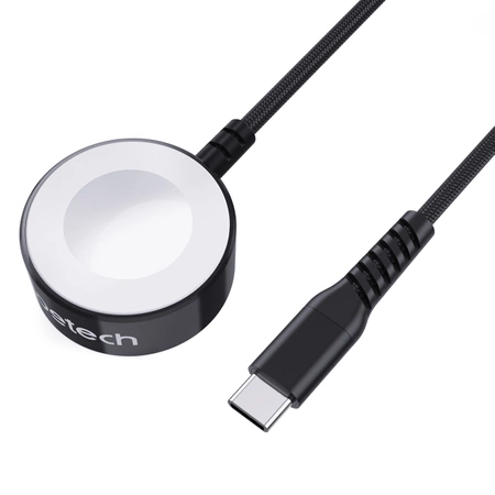 Choetech T319 MFI 5W kabelloses Ladegerät für Apple Watch + USB-C-Kabel – Schwarz