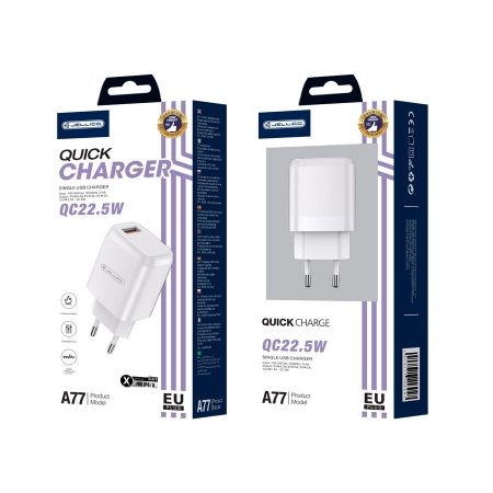 JELLICO wall charger A77 22,5W 1xUSB QC3.0 + cable Lightning White