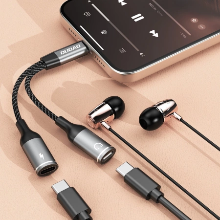 Dudao L13C+ 2in1 USB-C-Adapter – Grau