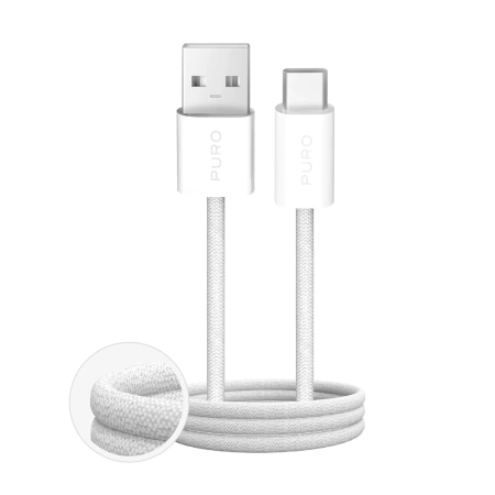 Puro Fabrik 2.0 10W USB-A - USB-C Braided Cable 1.5m - White