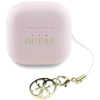 TWS Guess Kopfhörer mit klassischem Logo und Charm-Aufdruck, glänzender Effekt, Rosa