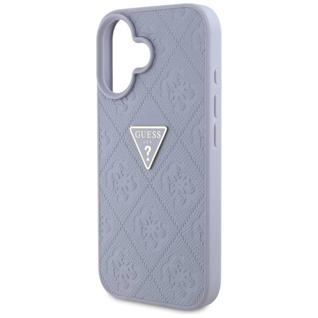 Schutzhülle IPHONE 16 Guess Hot Stamp 4G Pattern Triangle Metal Logo violett