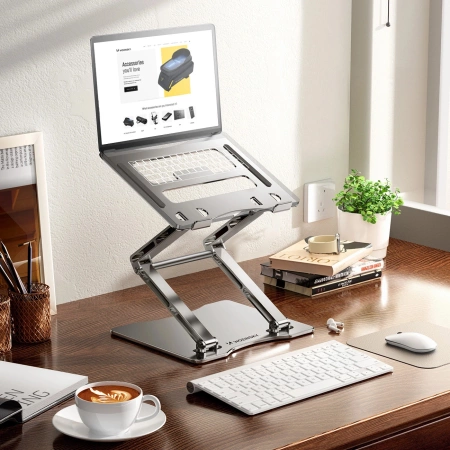 Wozinsky WRS-CPY75DSS Laptop- und Tablet-Ständer aus Aluminium + kostenloser Smartphone-Ständer – Silber