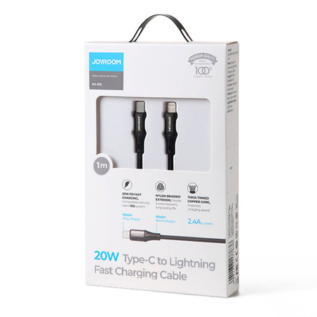 Joyroom kabel do szybkiego ładowania / transmisji danych USB Typ C - Lightning PD 20W 1m czarny (S-1024N1-PD)