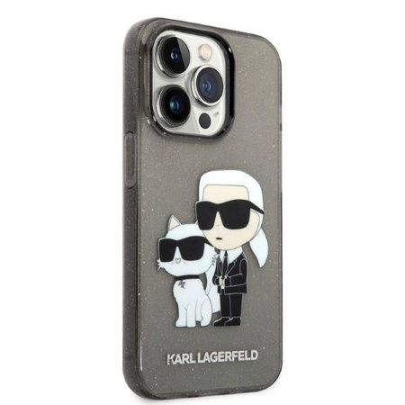 Karl Lagerfeld IML Glitter NFT Karl & Choupette - Etui iPhone 14 Pro (czarny)