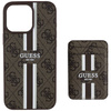 Original Handyhülle IPHONE 16 PRO MAX Guess 4G Stripes with Magsafe Wallet braun