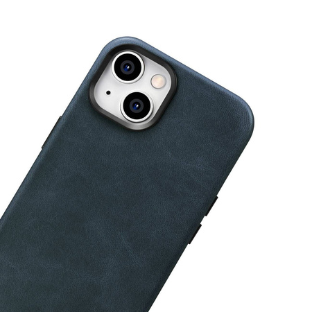 iCarer Oil Wax Premium Leather Case iPhone 14 Magnetic Leather Case with MagSafe dark blue (WMI14220701-BU)