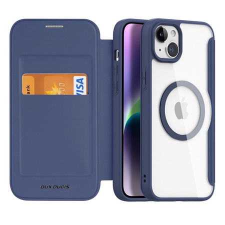 Etui iPhone 15 Plus magnetyczny pokrowiec MagSafe z klapką Dux Ducis Skin X Pro - niebieski
