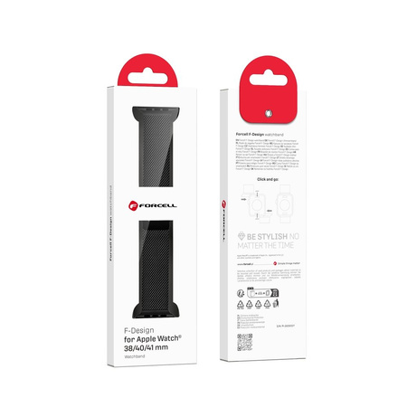 Pasek do Apple Watch Forcell F-Design FA14 magnetyczny stal 38 / 40 / 41 mm czarny