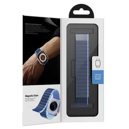 HOCO pasek silikonowy magnetyczny do Apple Watch 42 / 44 / 45 / 49 mm AS102 ciemny niebieski z jasnym niebieskim