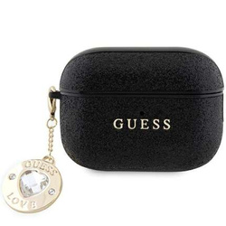 Guess etui do AirPods Pro 2 GUAP2PGEHCDK czarne Fixed Glitter W/ Heart Diamond Charm