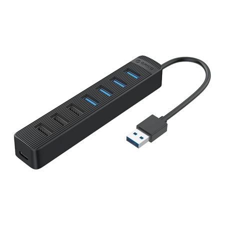 HUB 7-portowy input: USB-A 3.0 / output: 4x USB-A 3.0 + 3x USB-A 2.0   - czarny