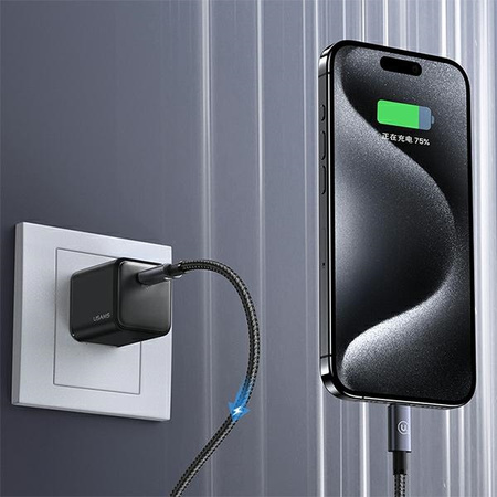 USAMS Kabel USB-C na USB-C 60W 1,2mFast Charging stalowy/tarnish SJ661USB01 (US-SJ661)