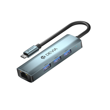 Devia adapter HUB 4w1 USB-C 3.1 do 3x USB 3.0 + RJ45 ciemnoszary