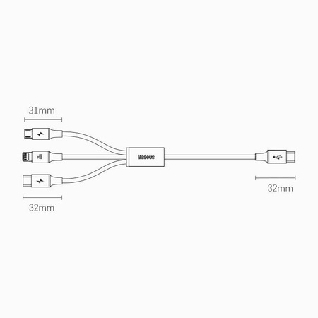BASEUS RAPID 3IN1 TYPE-C & LIGHTNING & MICRO-USB CABLE PD20W 150CM BLACK