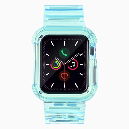 Silikonowa opaska pasek bransoleta bransoletka etui Strap Light Set do zegarka Apple Watch 38 mm - niebieska