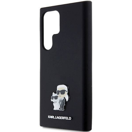 Oryginalne Etui KARL LAGERFELD hardcase Silicone Karl&Choupette Metal Pin KLHCS24LSMHKCNPK do Samsung Galaxy S24 Ultra czarny