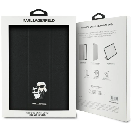 Karl Lagerfeld Saffiano Magnetic Karl &amp; Choupette iPad Air 11" 2024 Book Cover Case - Black