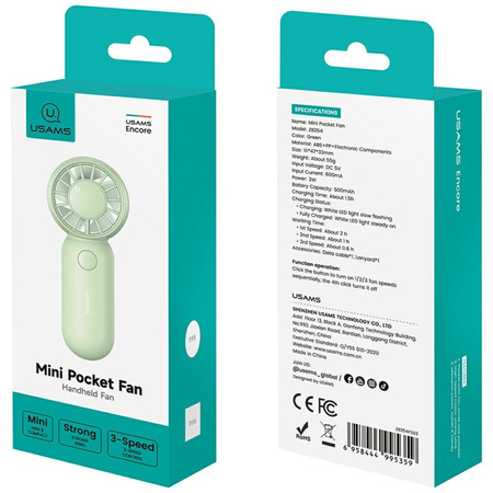 Wiatrak ręczny USAMS Mini Pocket ZB354   zielony