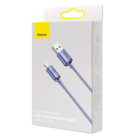 Baseus Crystal Shine Series Fast Charging Data Cable USB to iP 2.4A 2m Purple