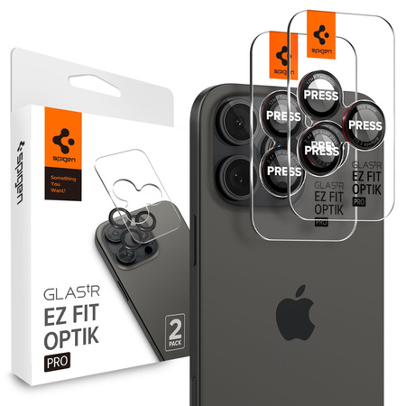 OSŁONA APARATU SPIGEN OPTIK PRO L-SERIES GLAS.TR ”EZ FIT” CAMERA PROTECTOR 2-PACK IPHONE 14 PRO / PRO MAX / 15 PRO / PRO MAX / 16 PRO / 16 PRO MAX BLACK