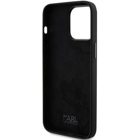 Karl Lagerfeld Silicone Choupette Metal Pin case for iPhone 15 Pro Max - black