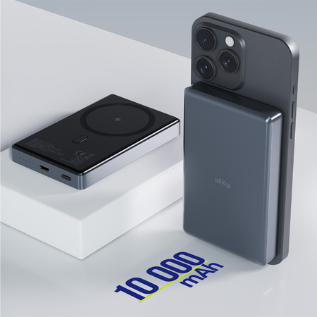 Allity power bank bezprzewodowy APB-300 PD QC 20W 10000 mAh szary magnetyczny