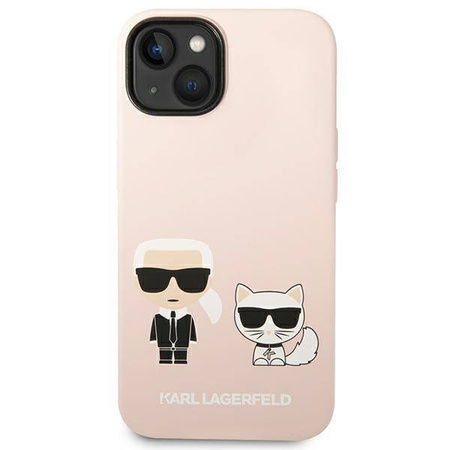 Original Case IPHONE 14 Karl Lagerfeld Hardcase Silicone Karl & Choupette Magsafe (KLHMP14SSSKCI) pink