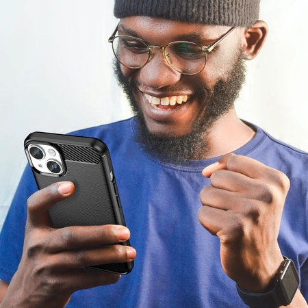 Carbon Case etui iPhone 14 Plus elastyczny żelowy pokrowiec na tył plecki czarny